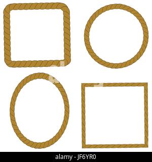 Set of Rope Frames Stock Vector