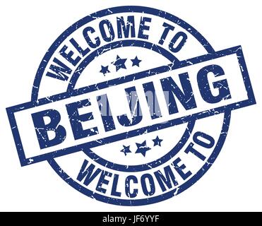 welcome to Beijing blue stamp Stock Vector