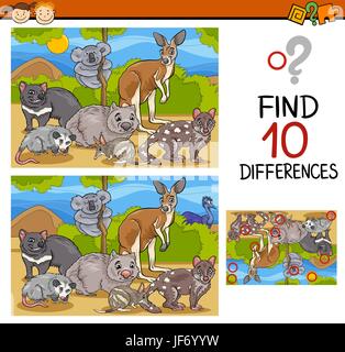 finding differences game cartoon Stock Vector