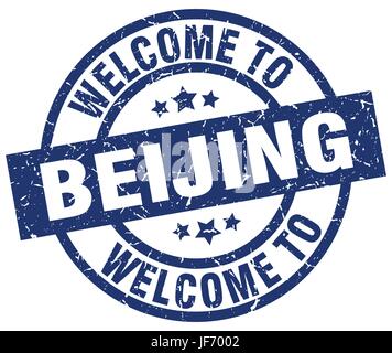 welcome to Beijing blue stamp Stock Vector