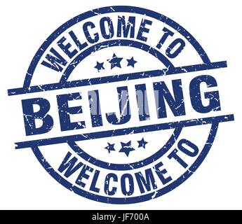 welcome to Beijing blue stamp Stock Vector