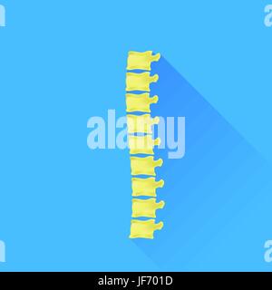 Backbone Icon Isolated on Blue Background. Long Shadow Stock Vector