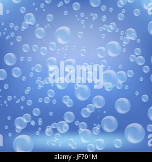 Soap Bubbles on Blue Background. SPA Aqua Background Stock Vector