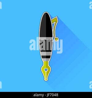 Fountain Pen Icon Isolated on Blue Background Stock Vector