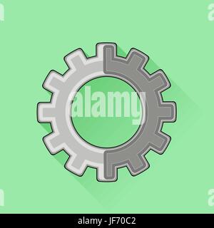 Metal Gear Icon Isolated on Green Background Stock Vector