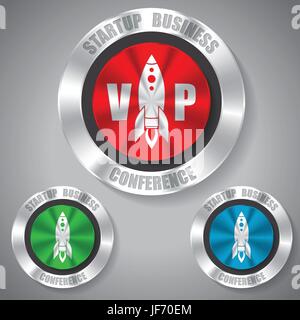 Start up badges in different colors Stock Vector