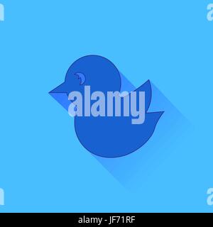 Spring Blue Bird Icon Isolated on Blue Background Stock Vector