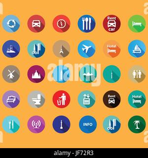 travel icons set in a flat style. Stock Vector