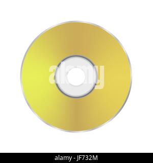 Gold Compact Disc Icon Isolated on White Background. Stock Vector