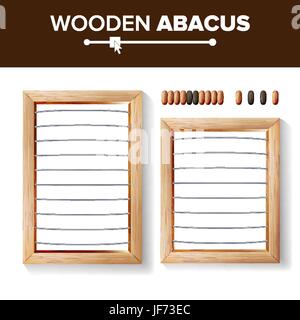 Abacus Blank. Vector Template Illustration Of Classic Wooden Abacus. Shop Arithmetic Tool Equipment. Calculating Concept. Isolated Stock Vector