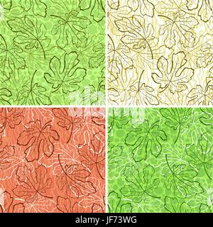 Seamless Backgrounds, Fig Leaves Stock Vector