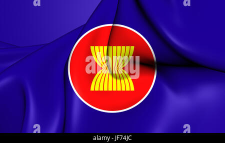 3D Flag of the ASEAN Stock Photo