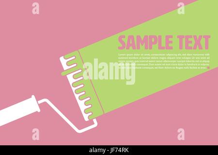 Graphic vector template with sample text in area painted with paint roller Stock Vector