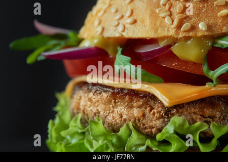 Close-up of home made tasty burger Stock Photo