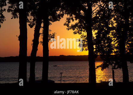 Okoboji Lake sunset, Pillsbury Point Access, Okoboji, Iowa Stock Photo