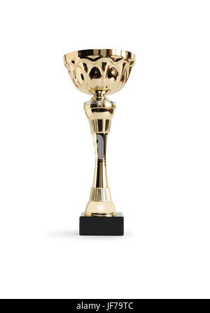 Gold trophy isolated on white background. Clipping path is included Stock Photo