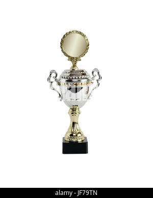 Gold and silver trophy on white background. Clipping path is included Stock Photo