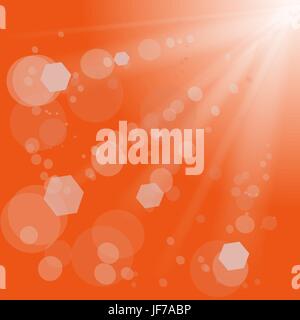 Sun Lights on Orange Background. Orange Summer Sun Light Burst Stock Vector