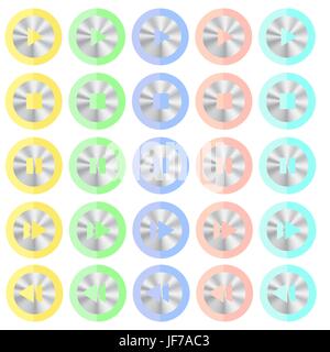 Set of Colorful Media Icons Isolated on White Background Stock Vector
