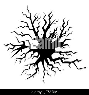 Crack isolated on White Background. Hole in the Wall Stock Vector