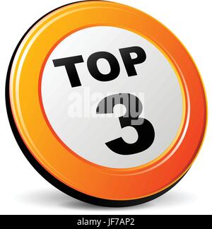 isolated, reflection, three, button, list, sign, icon, best, scene, location, Stock Vector