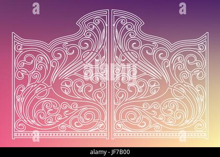 Beautiful iron ornament gates Stock Vector