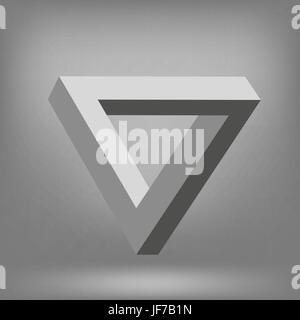 Triangle Isolated on Grey Background. Impossible Illusion Stock Vector