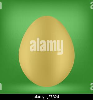 Single Organic Egg Isolated on Green Background Stock Vector