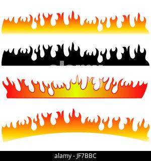 Silhouettes of Fire Isolated on White Background Stock Vector
