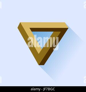Single Brown Triangle Isolated on Blue Background Stock Vector