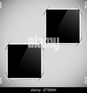 Two Photo Frames on Grey Background. Stock Vector