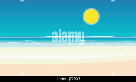 sunrise beach with sun Stock Vector