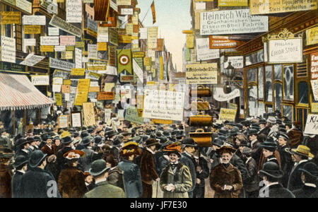 Street parade in Leipzig, Germany, during Engros-Messe, late nineteenth century. Peterstrasse. Stock Photo