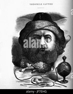 Caricature of Theophile Gautier - French poet, dramatist, writer and critic: 31 August 1811 - 23 October 1872. Stock Photo