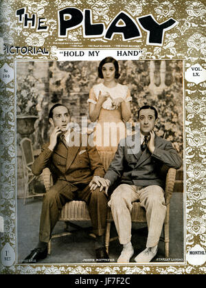 'Hold my Hand' written and produced by Stanley Lupino.  With Sonnie Hale (1902-1959), Jessie Matthews (1907-1981), and Stanley Lupino (1893-1942). Lond production, Gaiety Theatre,23 December, 1931.  Play Pictorial cover. Stock Photo