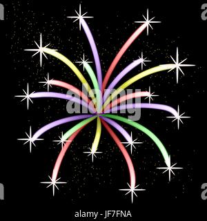 Colorful Light Firework Isolated on Dark Sky Stock Vector