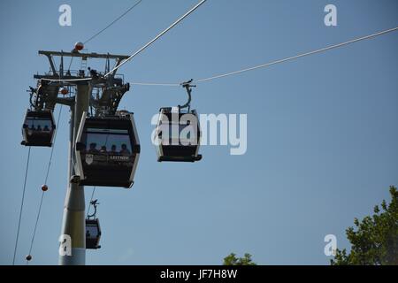 Aerial cableway Impressions on the grounds of the IGA Berlin 2017, International Garden Exhibition Berlin, gardens of the World from June 18, 2017 Stock Photo