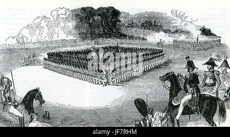 ARTHUR WELLESLEY, 1st DUKE OF WELLINGToN (1769-1852) watching unites of the British Army forming practice squares in Hyde Park Stock Photo