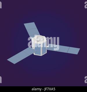 Vector isometric Satellite icon, 3d element orbiting astronomical observatory . Stock Vector