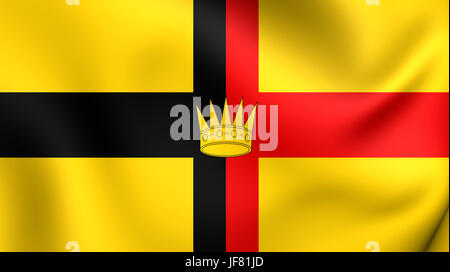 Kingdom of Sarawak 3D Flag. Close Up. Stock Photo