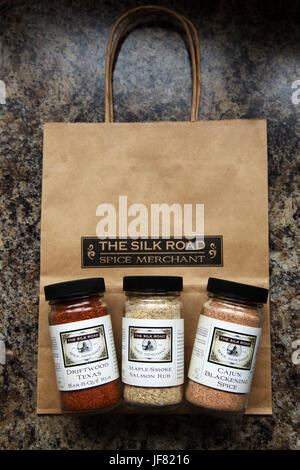 Bottled blends of spices produced by The Silk Road spice ...