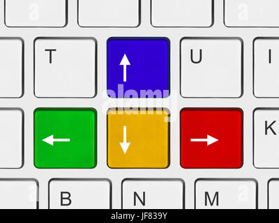 Arrows buttons on computer keyboard Stock Photo