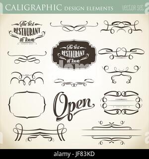calligraphic design elements to embellish your layout Stock Vector
