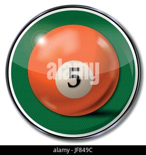 shield orange pool billiard ball number 5 Stock Vector