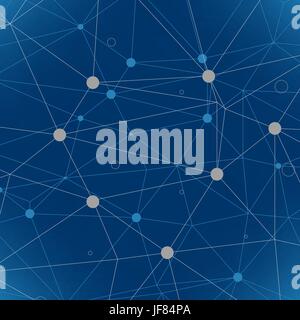 Abstract Geometric Texture Isolated on Blue Background.  Dots and Connections Stock Vector