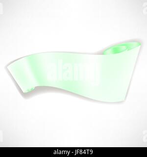 Green Paper Scroll Isolated in White Background. Green Paper Empty Banner. Stock Vector