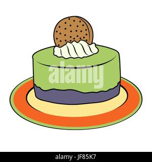 doodle cupcake on plate Stock Vector