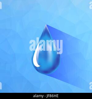 Water Drop Icon Isolated on Blue Polygonal Background Stock Vector