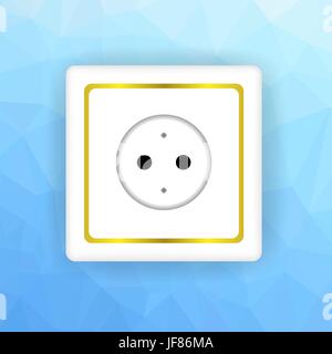 White Socket Icon Isolated on Blue Polygonal Background Stock Vector