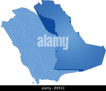 Map of Saudi Arabia, the region Eastern Province Stock Vector
